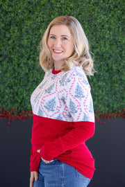 WAREHOUSE Natalie Pullover - Candy Cane Lane and Red