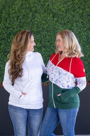 WAREHOUSE Colorblock Fullzip - Red, Winter Berry, Evergreen