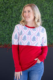 WAREHOUSE Natalie Pullover - Candy Cane Lane and Red