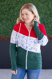 WAREHOUSE Colorblock Fullzip - Red, Winter Berry, Evergreen
