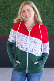 WAREHOUSE Colorblock Fullzip - Red, Winter Berry, Evergreen