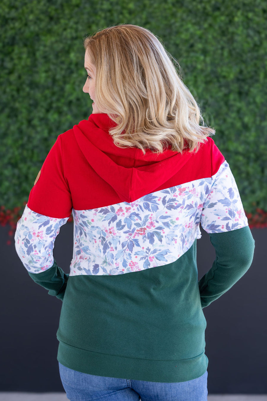 WAREHOUSE Colorblock Fullzip - Red, Winter Berry, Evergreen