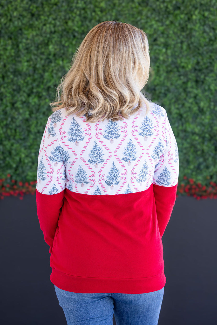 WAREHOUSE Natalie Pullover - Candy Cane Lane and Red