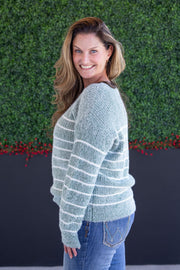 WAREHOUSE Cozy Striped Sweater - Green