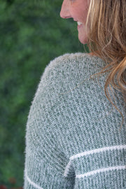 WAREHOUSE Cozy Striped Sweater - Green