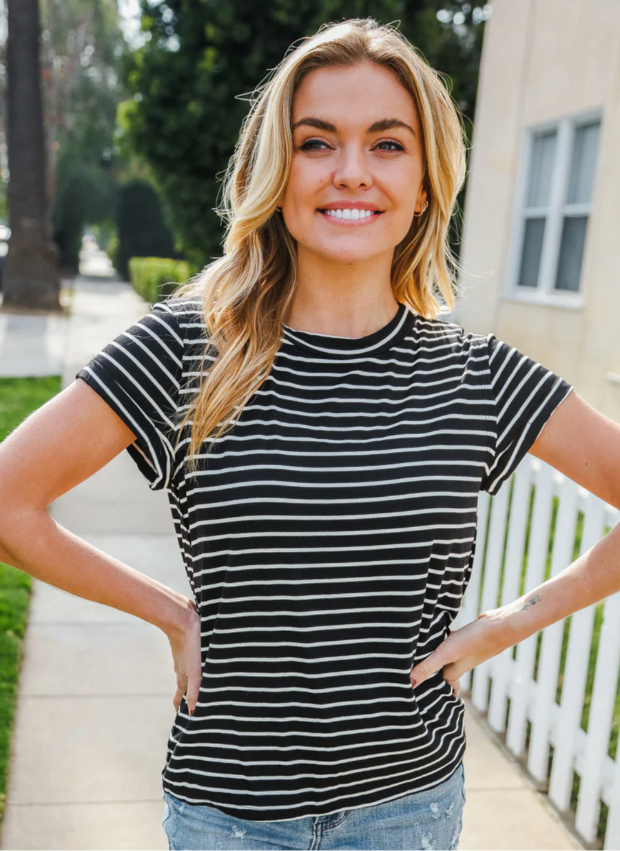 Black & Ivory Striped Tee