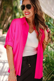 Sutton Button Up Top- Pink