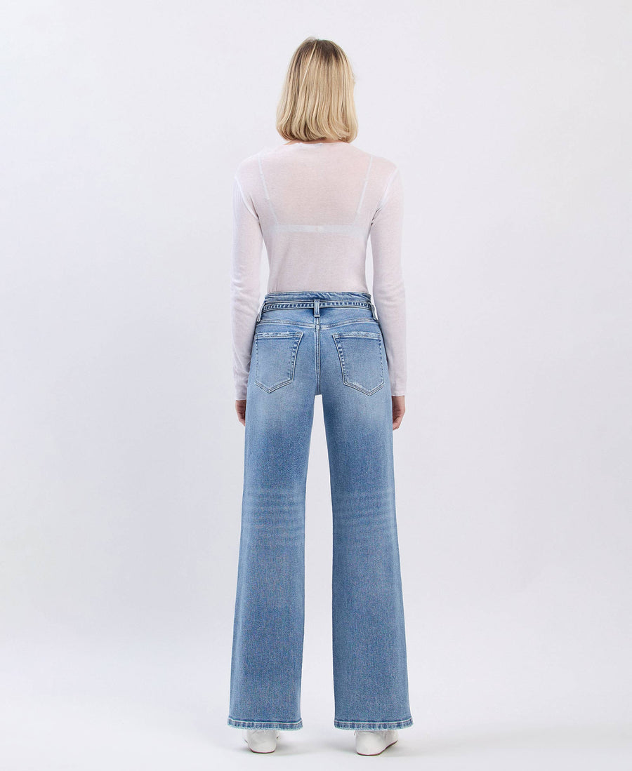 Olivia- High Rise Self Belt Wide Leg