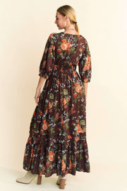 Midsummer Nights Maxi Dress- Navy Floral