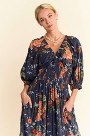 Midsummer Nights Maxi Dress- Navy Floral
