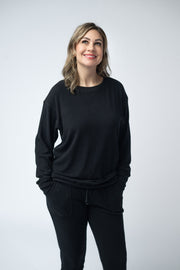 WAREHOUSE ONLY Corrine Ribbed Pullover Top - Black