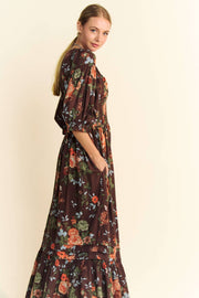 Midsummer Nights Maxi Dress- Navy Floral