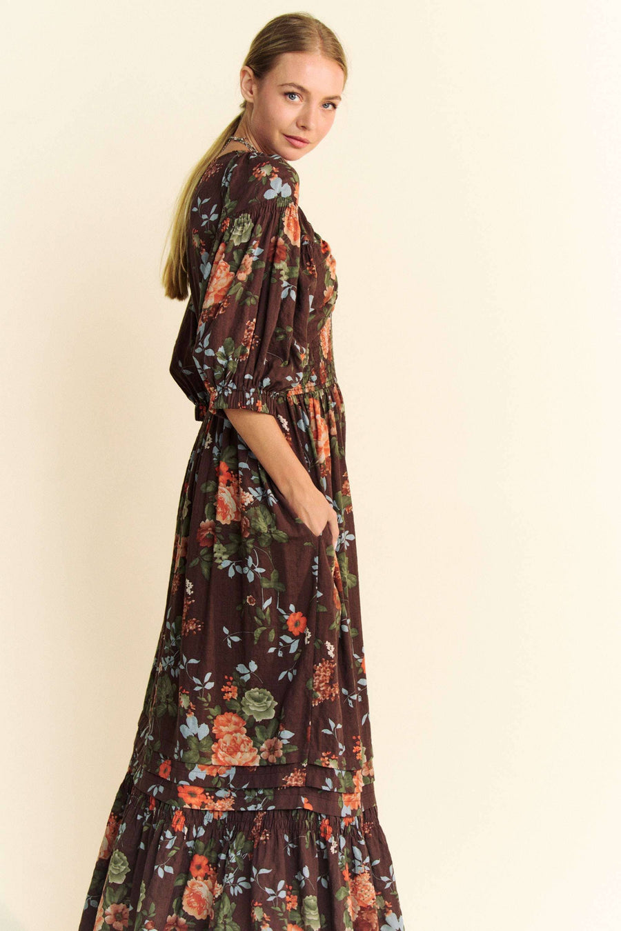 Midsummer Nights Maxi Dress- Navy Floral