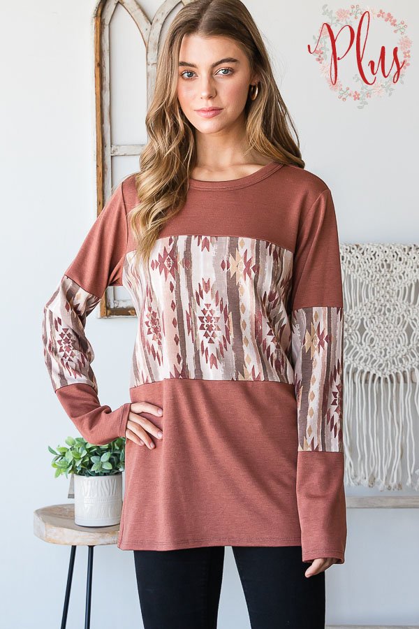 Aztec Color Block- Rust