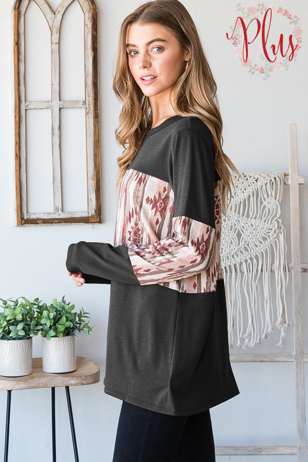 Aztec Color Block- Charcoal