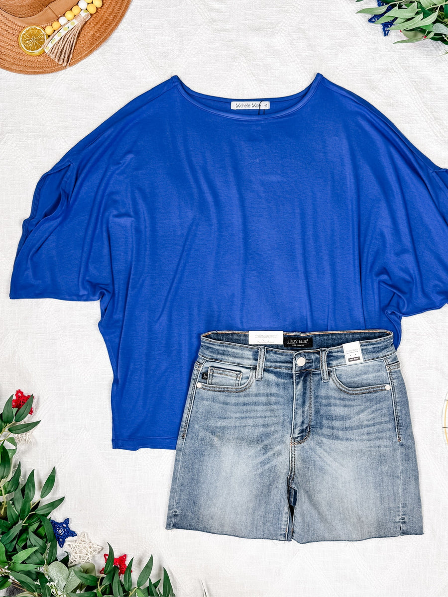 WAREHOUSE Darcy Dolman Top - Blue
