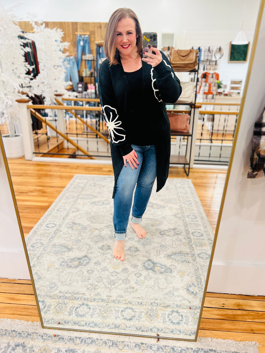 Black & White Embroidered Duster Cardigan FINAL SALE