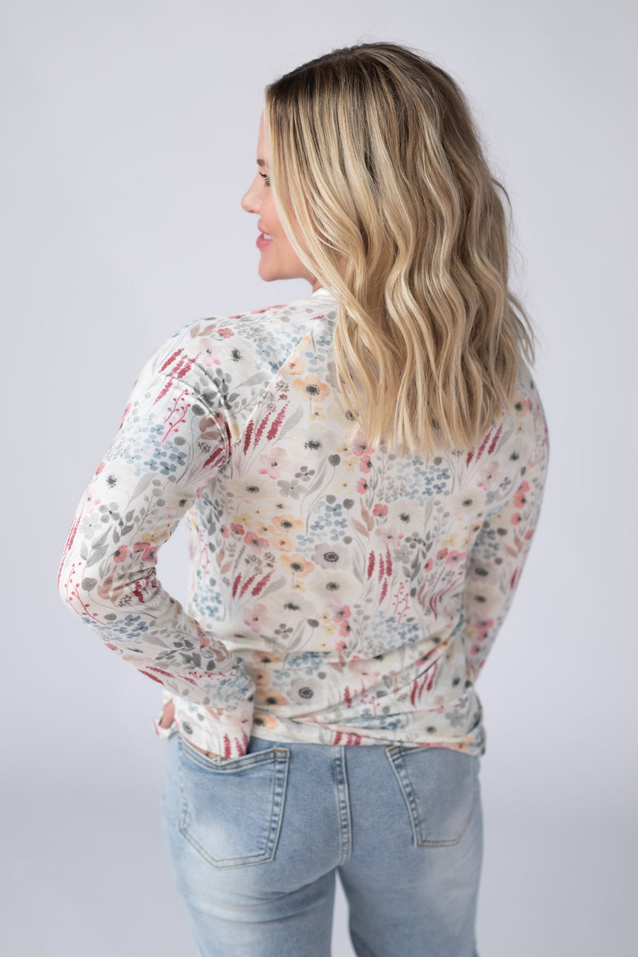 WAREHOUSE Blair Long Sleeve Top - Wildflower Gardens