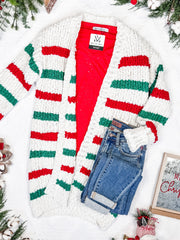 WAREHOUSE Stripe Cardigan - Christmas Stripe