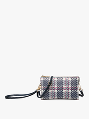 Riley Plaid Crossbody/Wristlet: Gray/Black