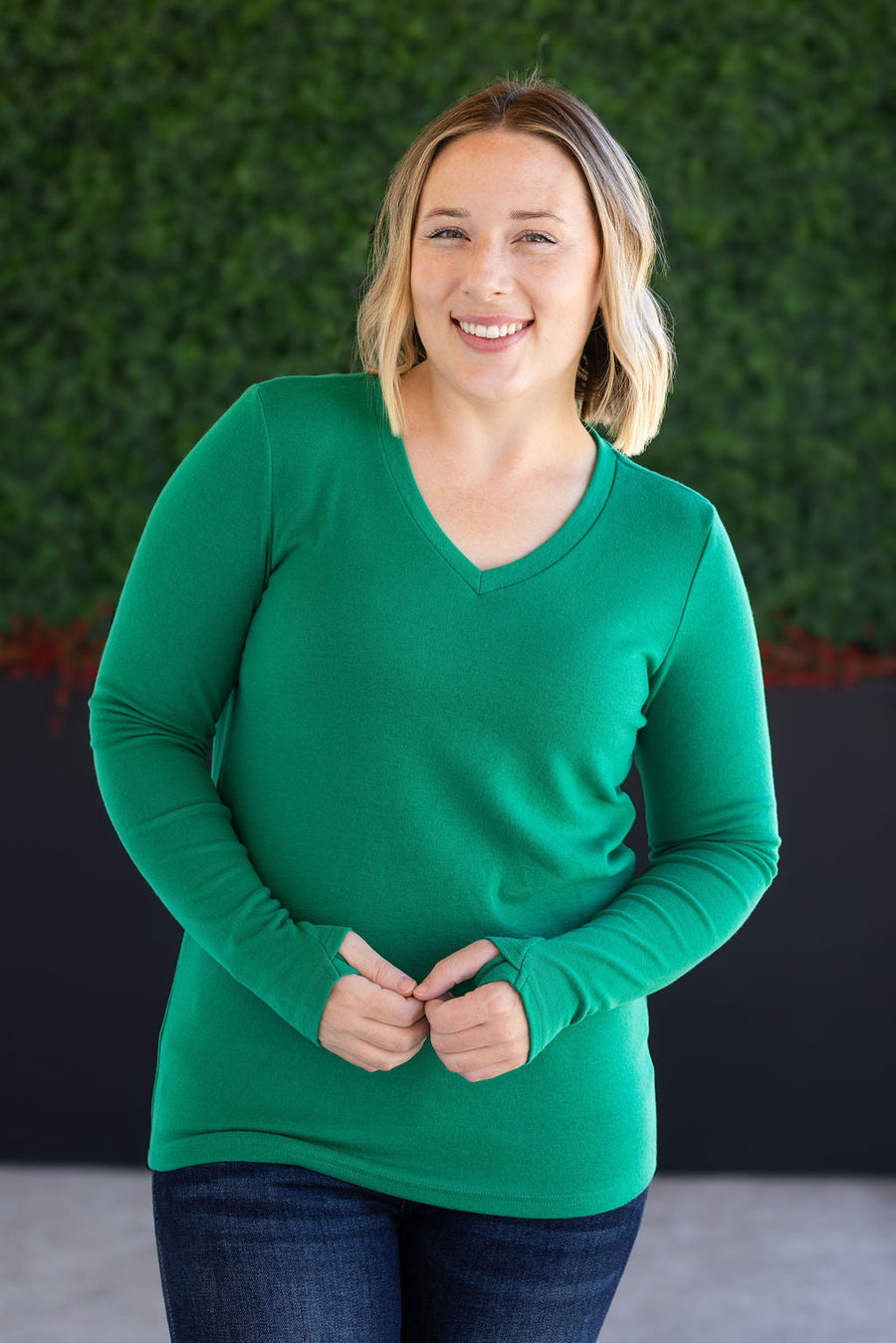 WAREHOUSE Leah Long Sleeve Top - Green