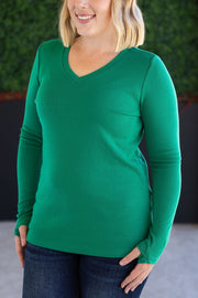 WAREHOUSE Leah Long Sleeve Top - Green