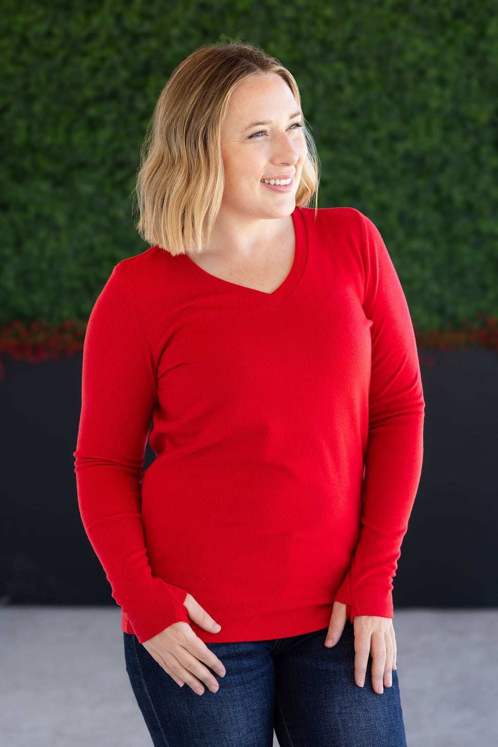 WAREHOUSE Leah Long Sleeve Top - Red