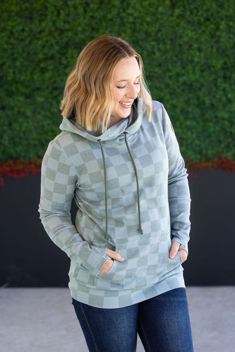 WAREHOUSE Ashley Hoodie - Olive Checkers