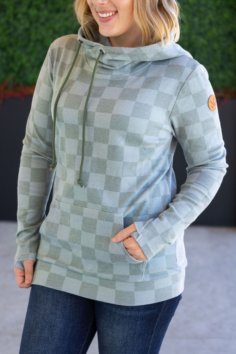 WAREHOUSE Ashley Hoodie - Olive Checkers