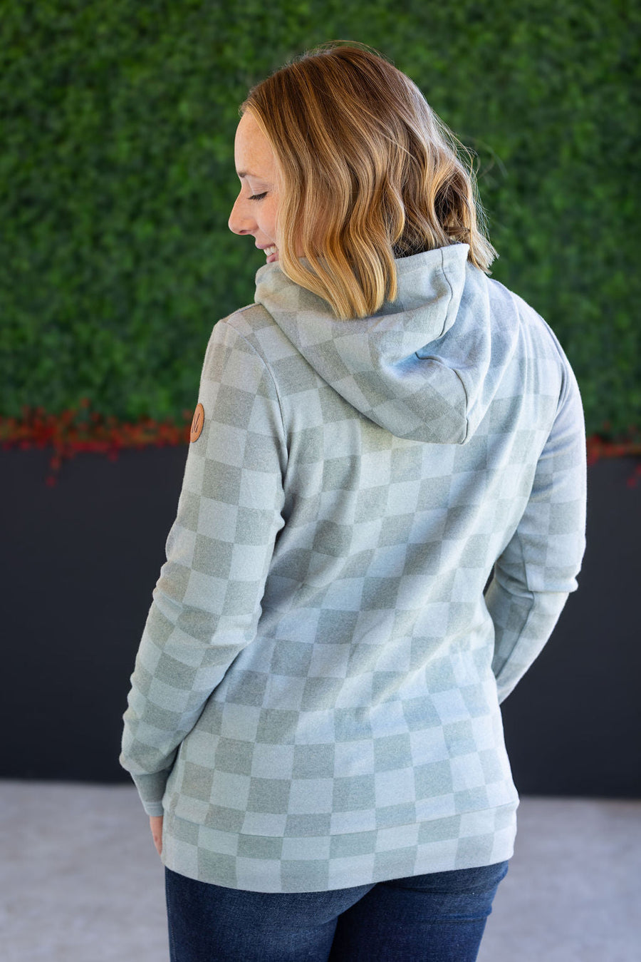 WAREHOUSE Ashley Hoodie - Olive Checkers