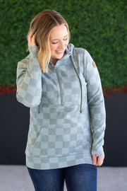WAREHOUSE HalfZip Hoodie - Olive Checkers