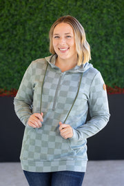 WAREHOUSE HalfZip Hoodie - Olive Checkers