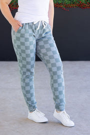 WAREHOUSE Classic Joggers - Olive Checkers