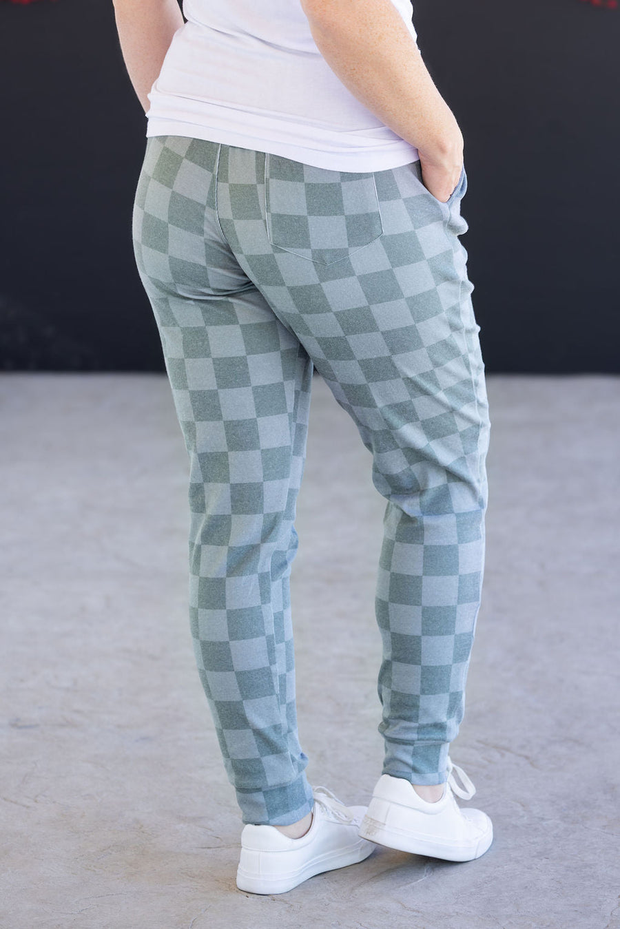 WAREHOUSE Classic Joggers - Olive Checkers