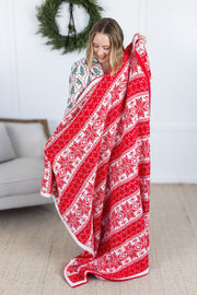 WAREHOUSE Plush and Fuzzy Blanket - Red Holiday