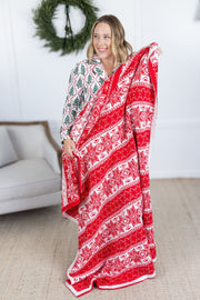 WAREHOUSE Plush and Fuzzy Blanket - Red Holiday