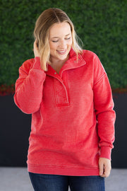 WAREHOUSE Jesse Vintage Wash Snap Pullover - Red