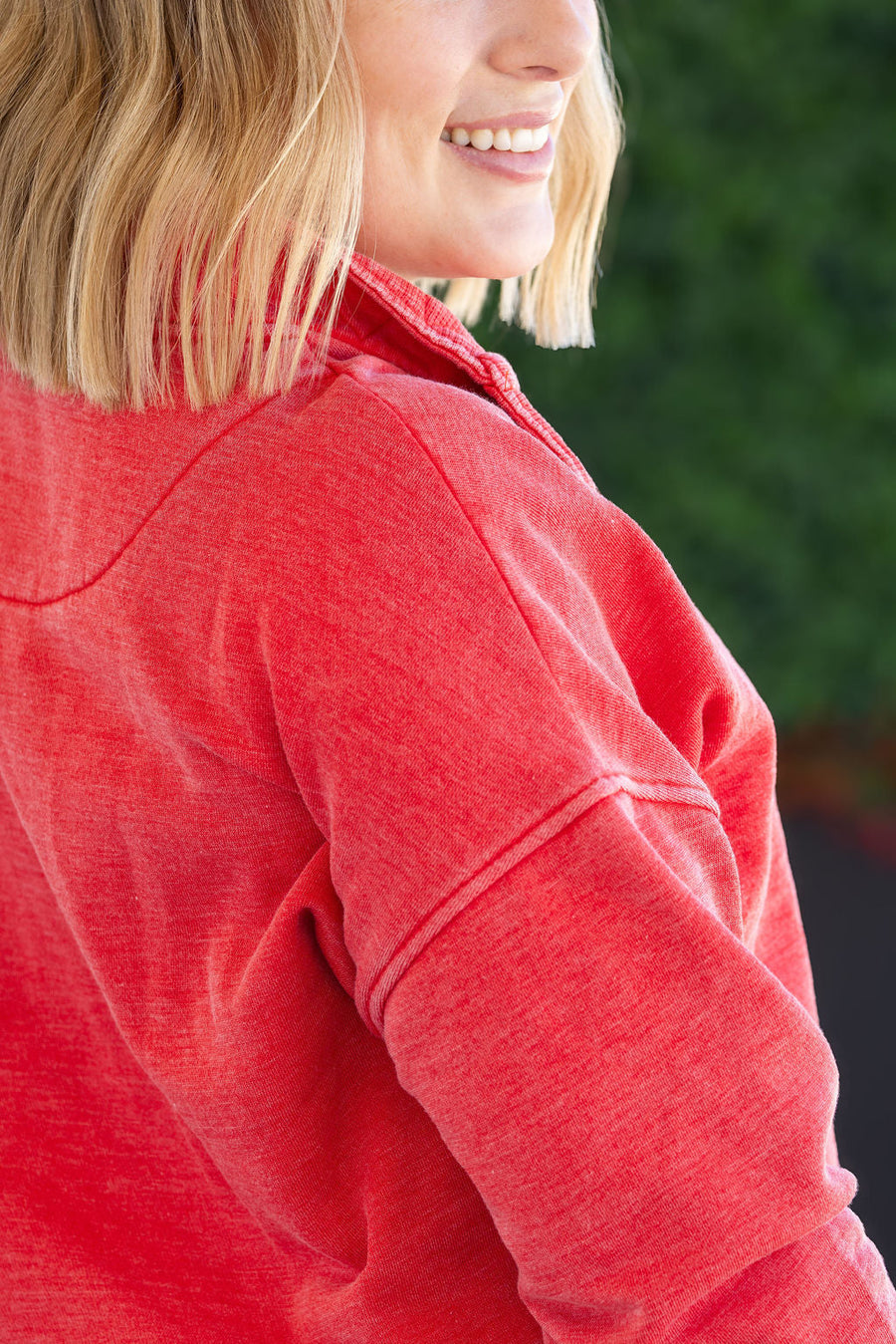 WAREHOUSE Jesse Vintage Wash Snap Pullover - Red
