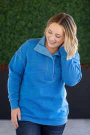 WAREHOUSE Jesse Vintage Wash Snap Pullover - Winter Blue