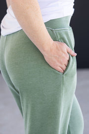 WAREHOUSE Wide Leg Vintage Wash Bottoms - Olive