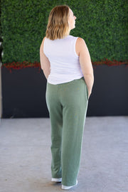 WAREHOUSE Wide Leg Vintage Wash Bottoms - Olive