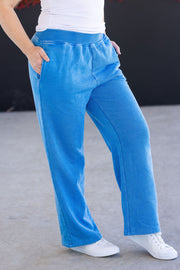 WAREHOUSE Wide Leg Vintage Wash Bottoms - Winter Blue