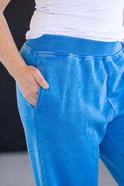 WAREHOUSE Wide Leg Vintage Wash Bottoms - Winter Blue