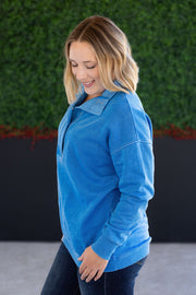 WAREHOUSE Jesse Vintage Wash Snap Pullover - Winter Blue
