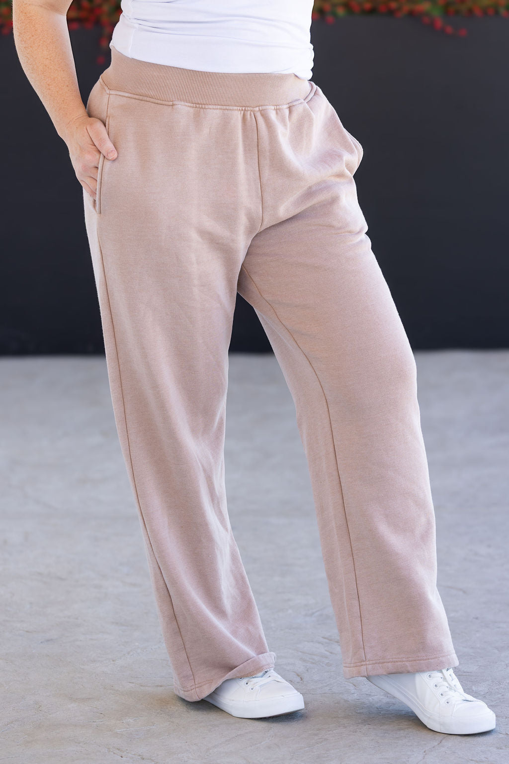 WAREHOUSE Wide Leg Vintage Wash Bottoms - Tan