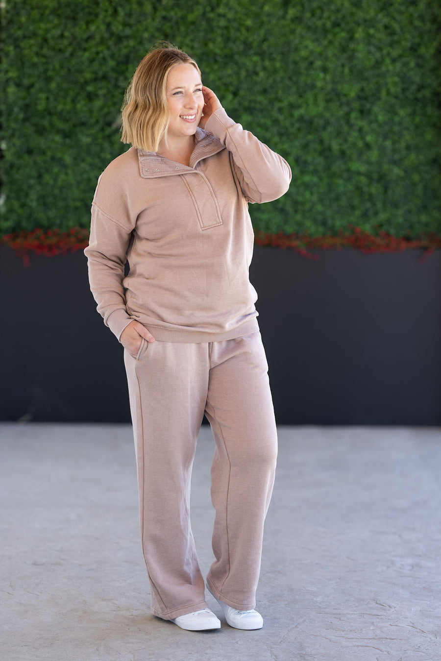 WAREHOUSE Wide Leg Vintage Wash Bottoms - Tan