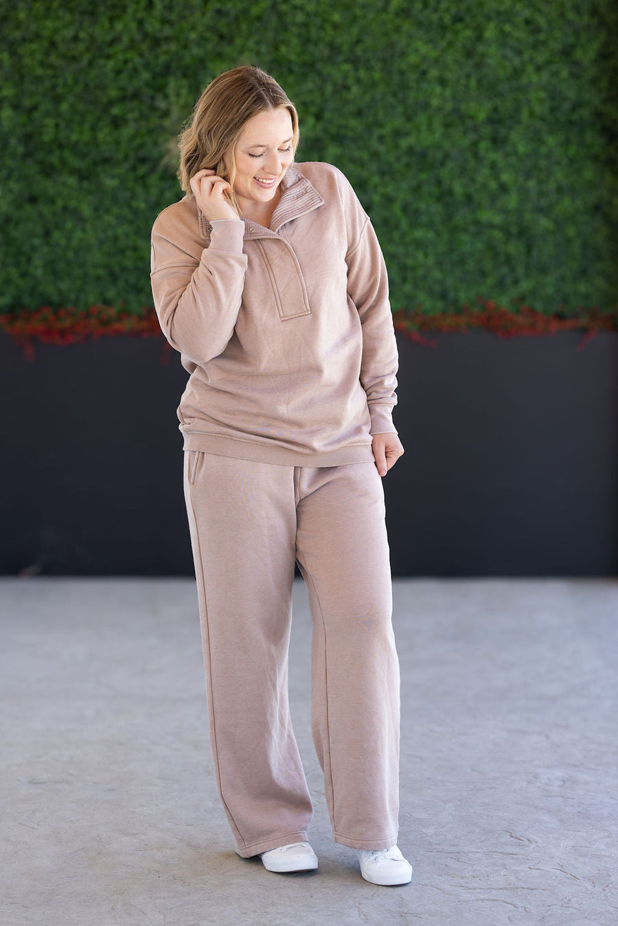 WAREHOUSE Wide Leg Vintage Wash Bottoms - Tan