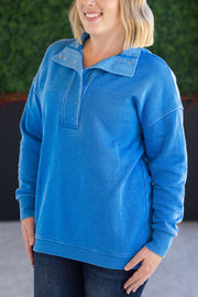 WAREHOUSE Jesse Vintage Wash Snap Pullover - Winter Blue
