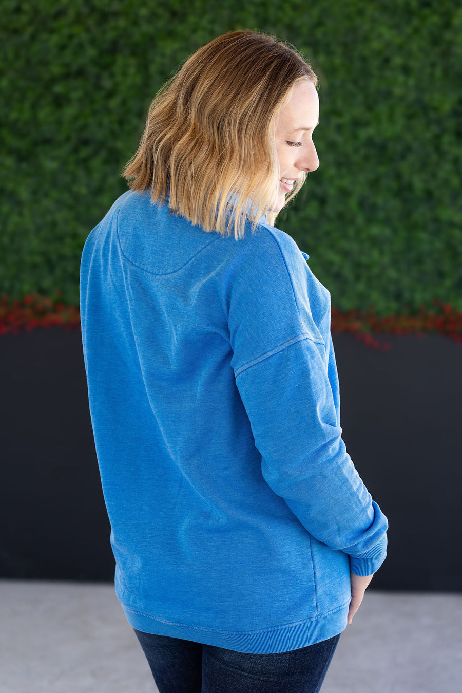 WAREHOUSE Jesse Vintage Wash Snap Pullover - Winter Blue