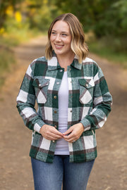 WAREHOUSE Norah Plaid Shacket - Evergreen and White